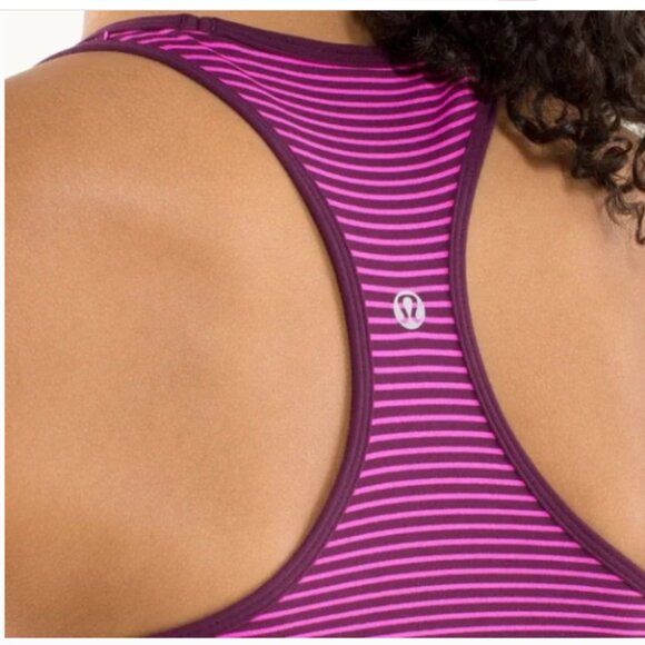 Lululemon Cool Racerback Hyper Stripe Raspberry Glo Light/Plum Size? S-M Women's - Picture 3 of 9